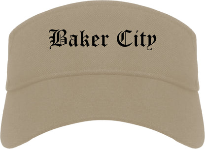 Baker City Oregon OR Old English Mens Visor Cap Hat Khaki