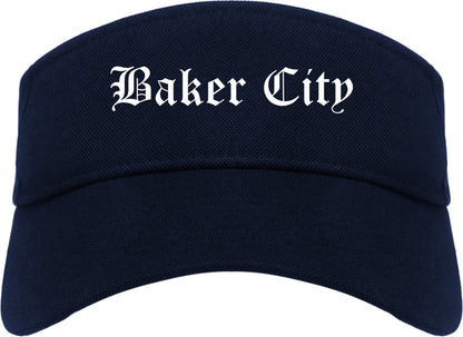 Baker City Oregon OR Old English Mens Visor Cap Hat Navy Blue