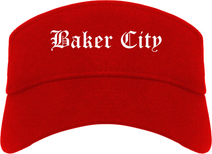 Baker City Oregon OR Old English Mens Visor Cap Hat Red