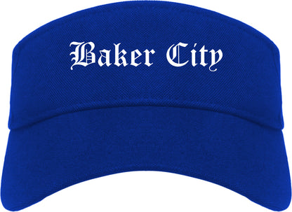 Baker City Oregon OR Old English Mens Visor Cap Hat Royal Blue