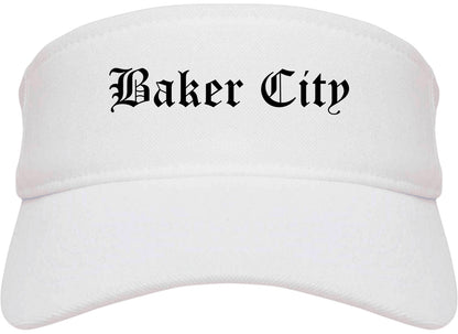 Baker City Oregon OR Old English Mens Visor Cap Hat White