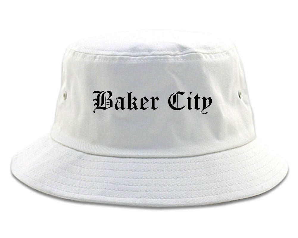 Baker City Oregon OR Old English Mens Bucket Hat White