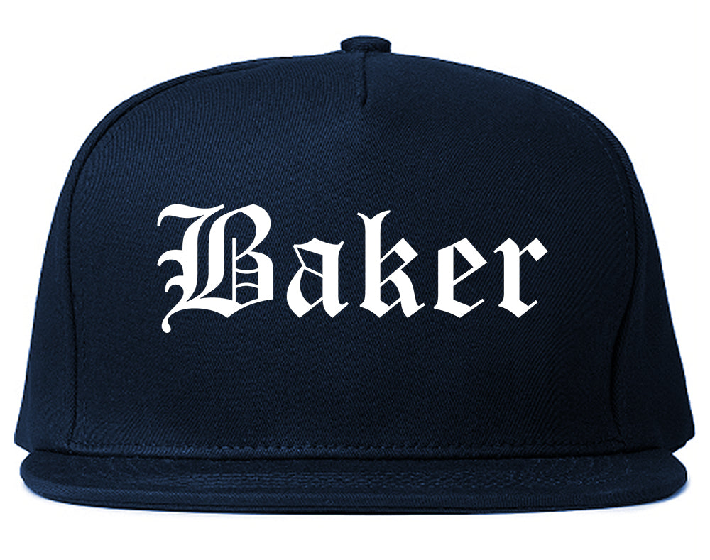 Baker Louisiana LA Old English Mens Snapback Hat Navy Blue
