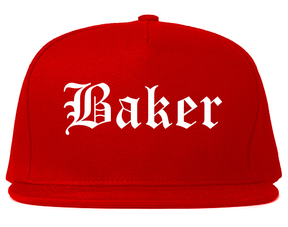 Baker Louisiana LA Old English Mens Snapback Hat Red