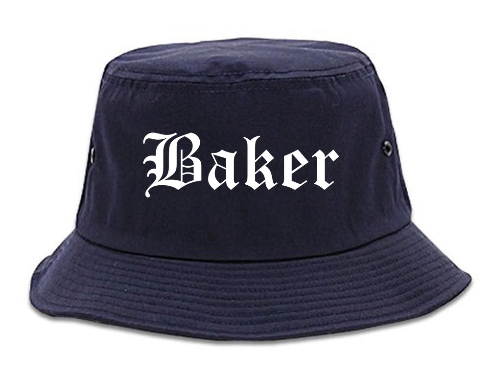 Baker Louisiana LA Old English Mens Bucket Hat Navy Blue