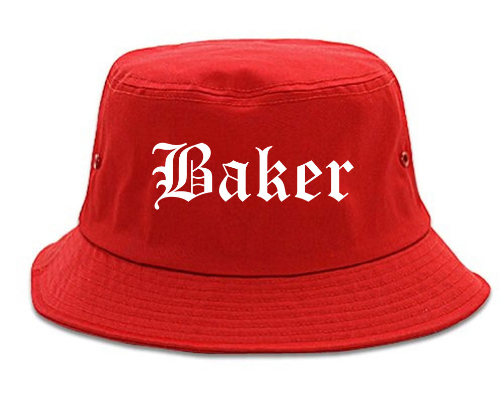 Baker Louisiana LA Old English Mens Bucket Hat Red
