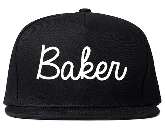 Baker Louisiana LA Script Mens Snapback Hat Black