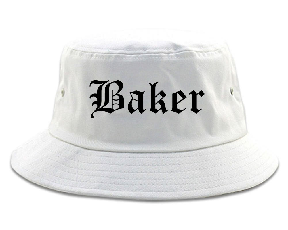 Baker Louisiana LA Old English Mens Bucket Hat White