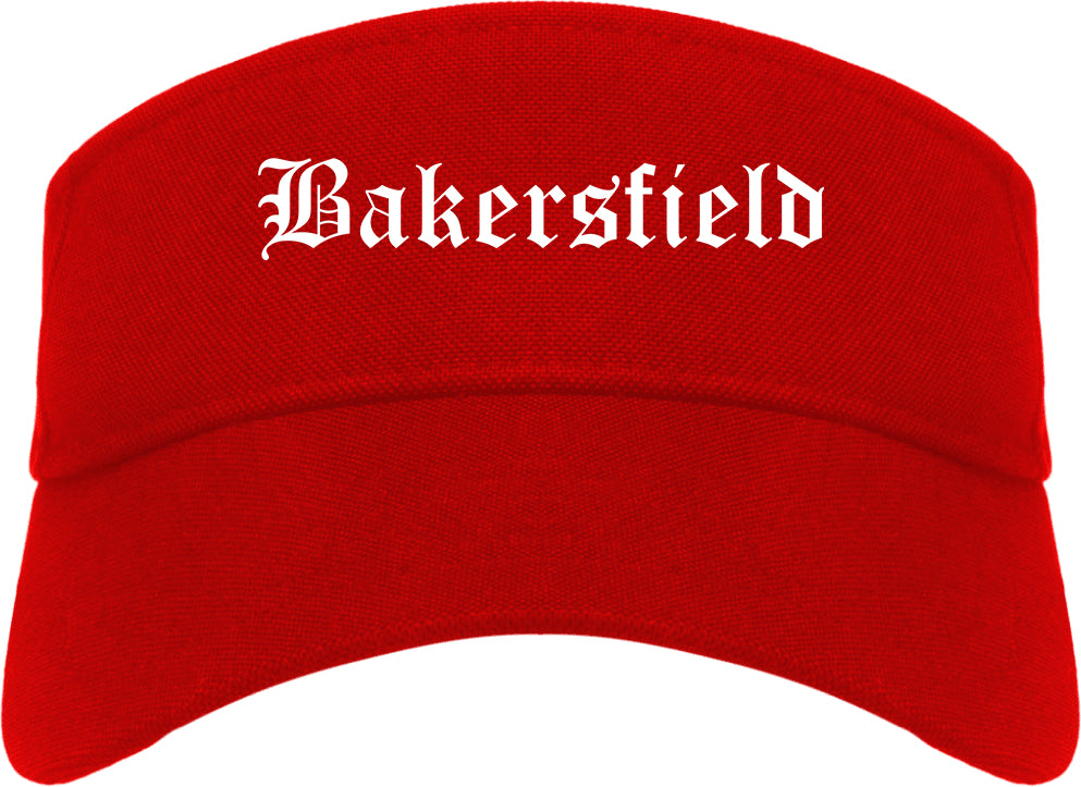 Bakersfield California CA Old English Mens Visor Cap Hat Red