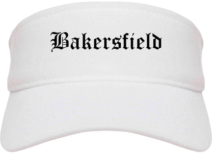 Bakersfield California CA Old English Mens Visor Cap Hat White