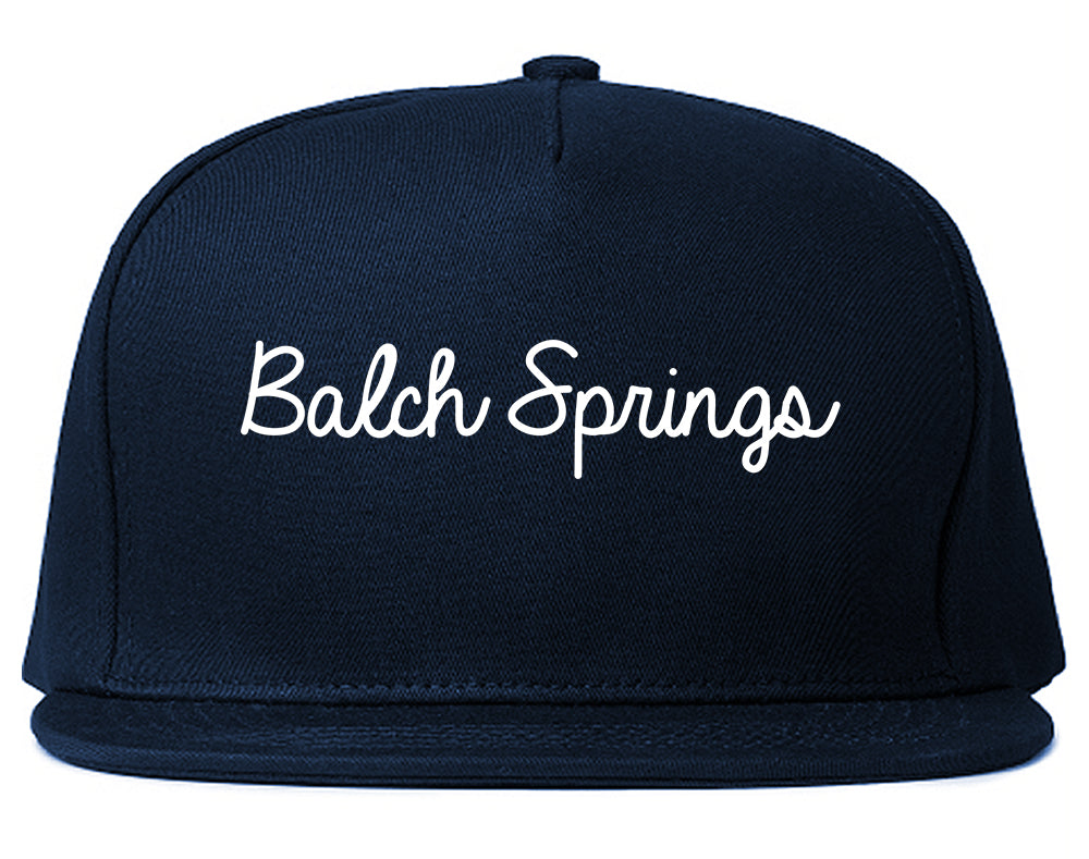 Balch Springs Texas TX Script Mens Snapback Hat Navy Blue