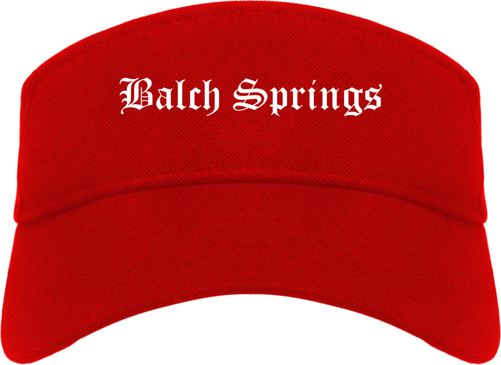 Balch Springs Texas TX Old English Mens Visor Cap Hat Red