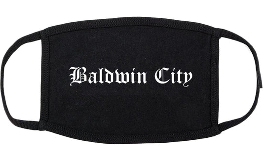 Baldwin City Kansas KS Old English Cotton Face Mask Black