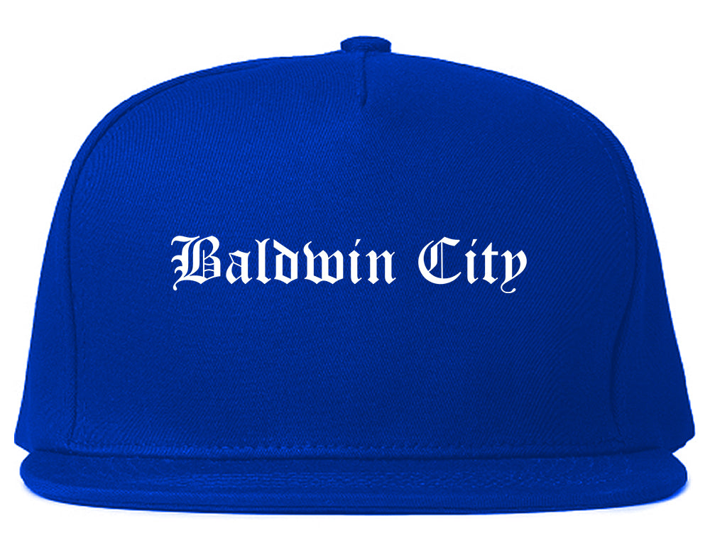 Baldwin City Kansas KS Old English Mens Snapback Hat Royal Blue
