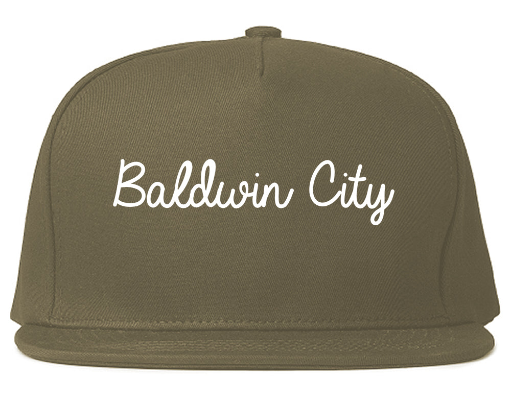 Baldwin City Kansas KS Script Mens Snapback Hat Grey