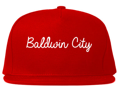 Baldwin City Kansas KS Script Mens Snapback Hat Red