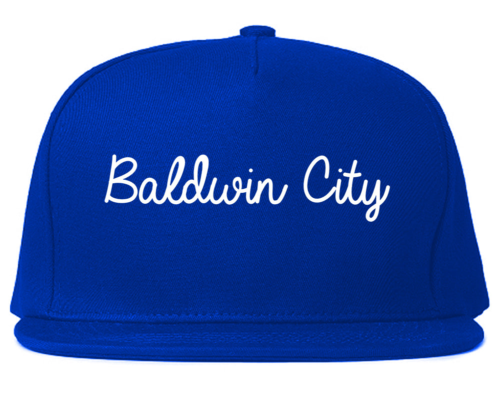Baldwin City Kansas KS Script Mens Snapback Hat Royal Blue
