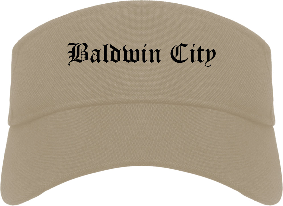 Baldwin City Kansas KS Old English Mens Visor Cap Hat Khaki