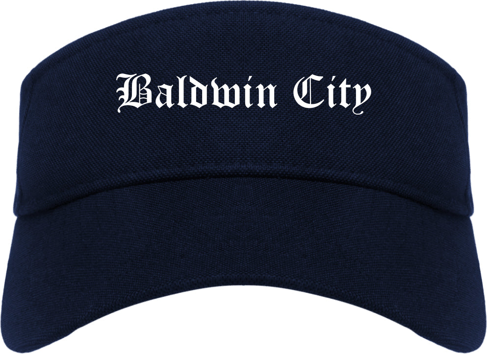 Baldwin City Kansas KS Old English Mens Visor Cap Hat Navy Blue