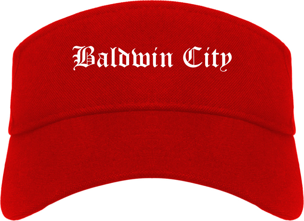 Baldwin City Kansas KS Old English Mens Visor Cap Hat Red