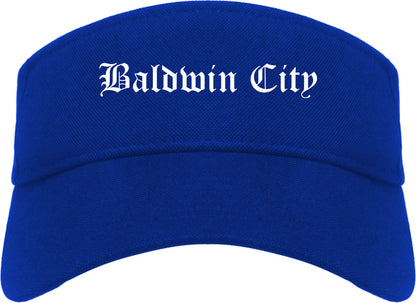 Baldwin City Kansas KS Old English Mens Visor Cap Hat Royal Blue
