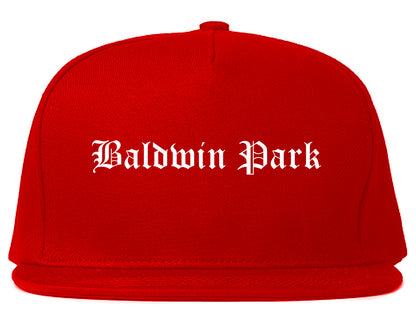Baldwin Park California CA Old English Mens Snapback Hat Red