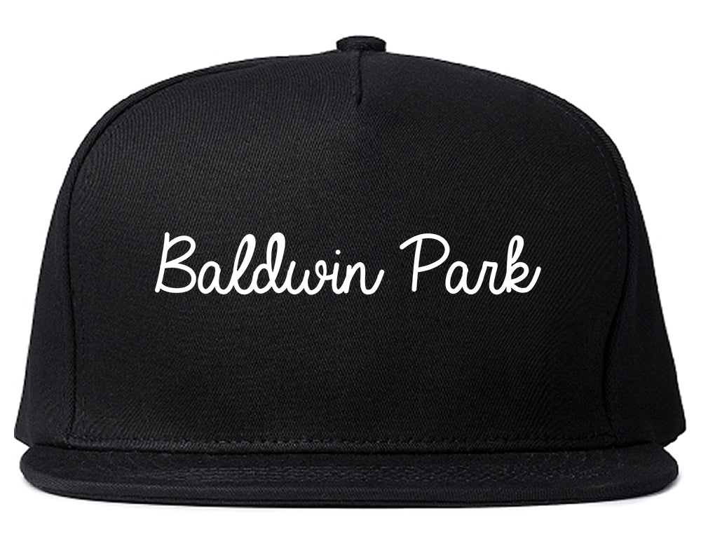 Baldwin Park California CA Script Mens Snapback Hat Black