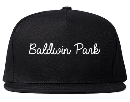Baldwin Park California CA Script Mens Snapback Hat Black
