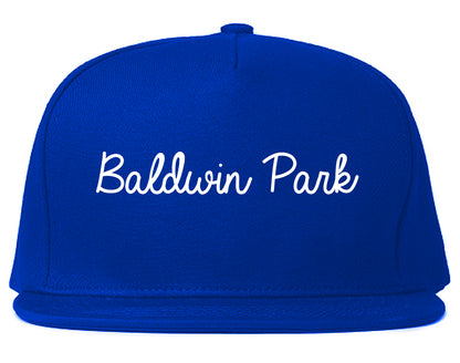 Baldwin Park California CA Script Mens Snapback Hat Royal Blue