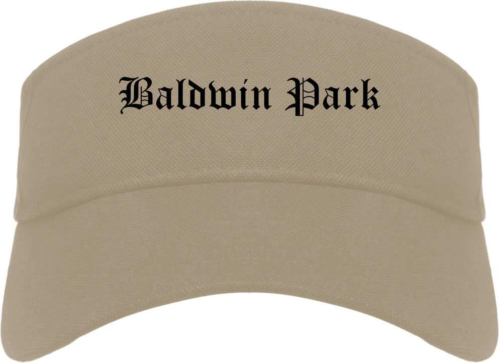 Baldwin Park California CA Old English Mens Visor Cap Hat Khaki