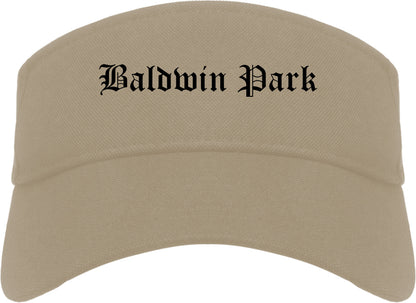 Baldwin Park California CA Old English Mens Visor Cap Hat Khaki