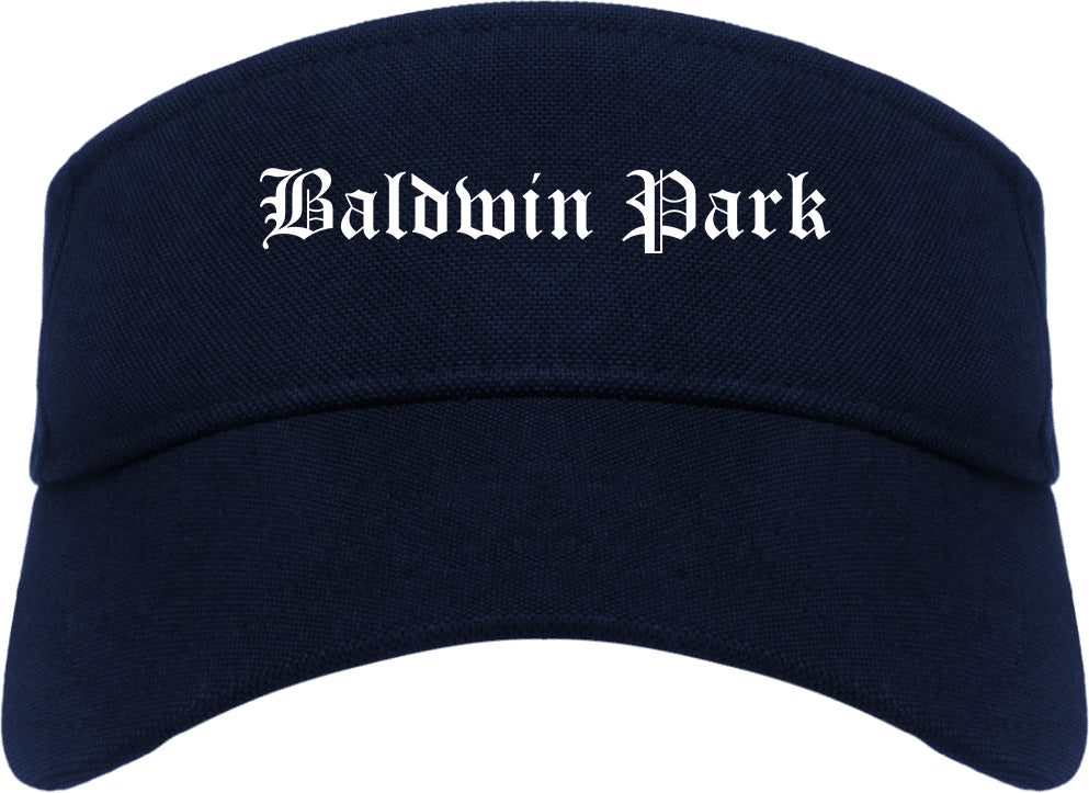 Baldwin Park California CA Old English Mens Visor Cap Hat Navy Blue