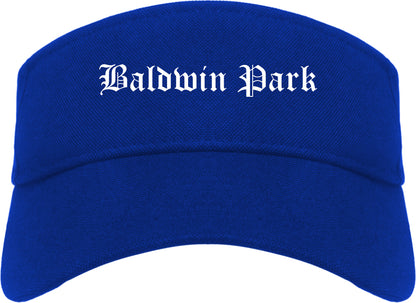 Baldwin Park California CA Old English Mens Visor Cap Hat Royal Blue