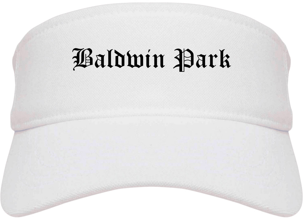 Baldwin Park California CA Old English Mens Visor Cap Hat White