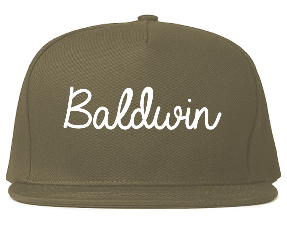 Baldwin Pennsylvania PA Script Mens Snapback Hat Grey