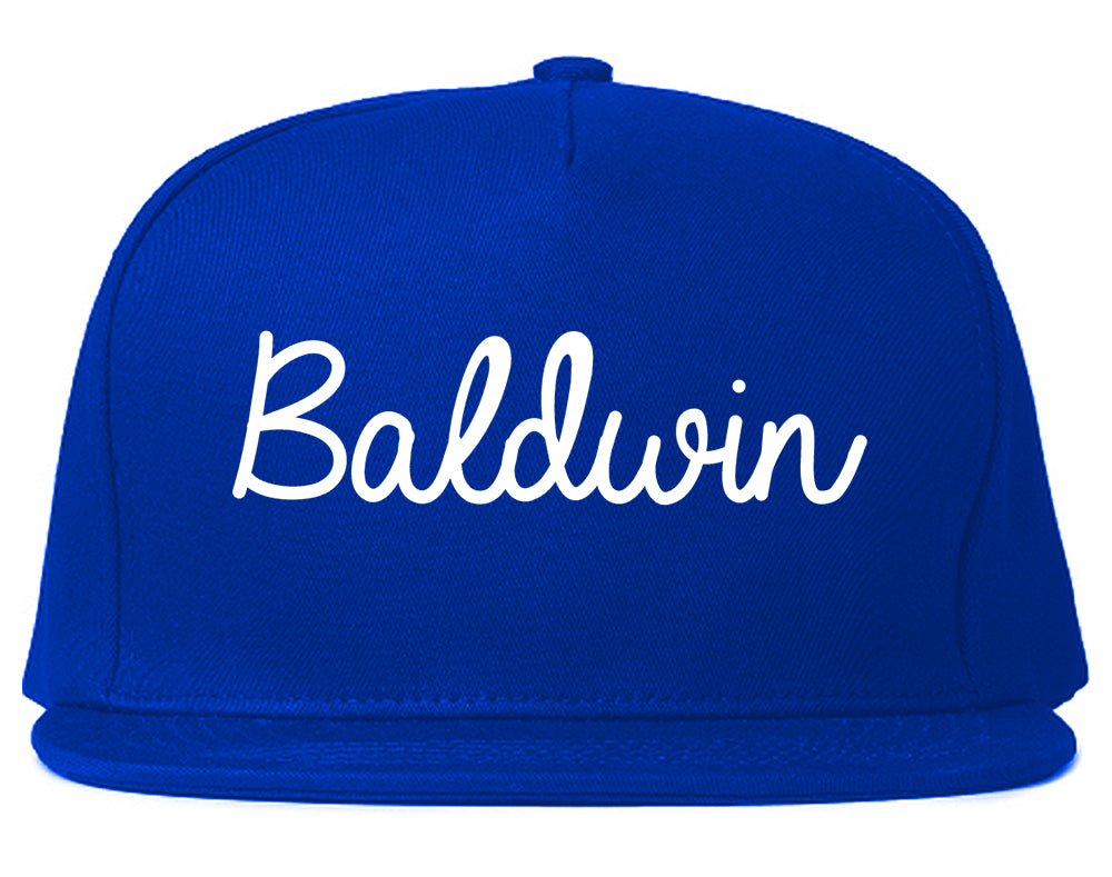 Baldwin Pennsylvania PA Script Mens Snapback Hat Royal Blue