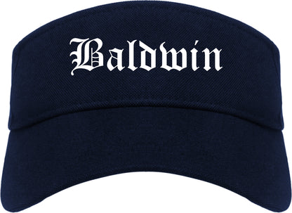 Baldwin Pennsylvania PA Old English Mens Visor Cap Hat Navy Blue