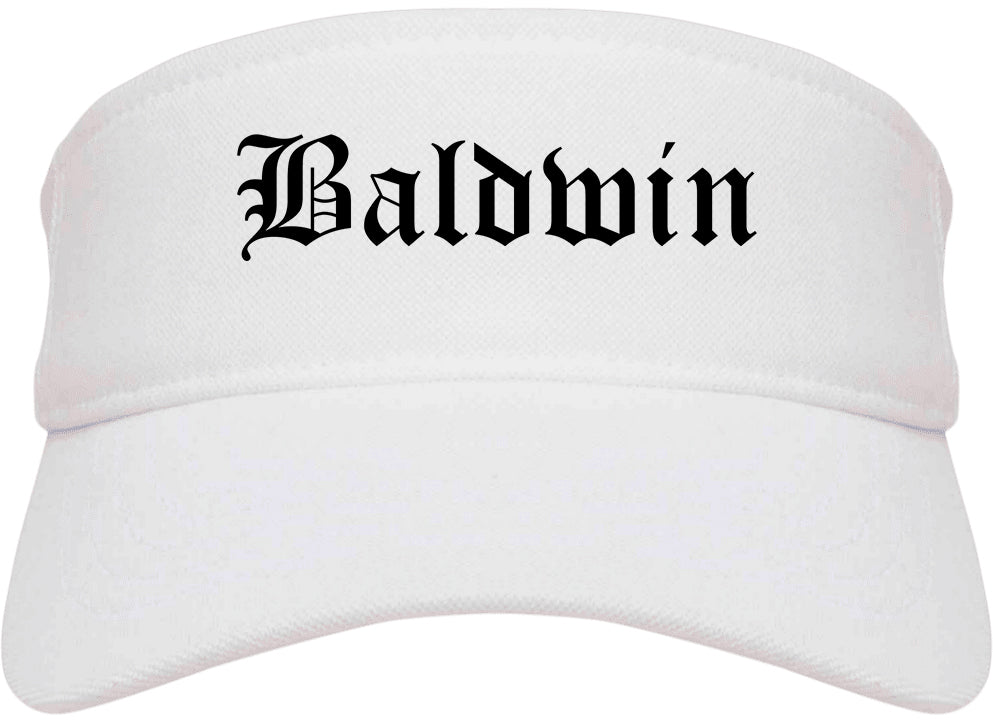Baldwin Pennsylvania PA Old English Mens Visor Cap Hat White