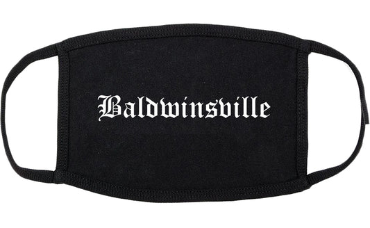 Baldwinsville New York NY Old English Cotton Face Mask Black