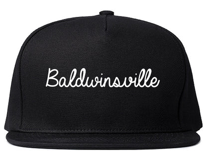 Baldwinsville New York NY Script Mens Snapback Hat Black