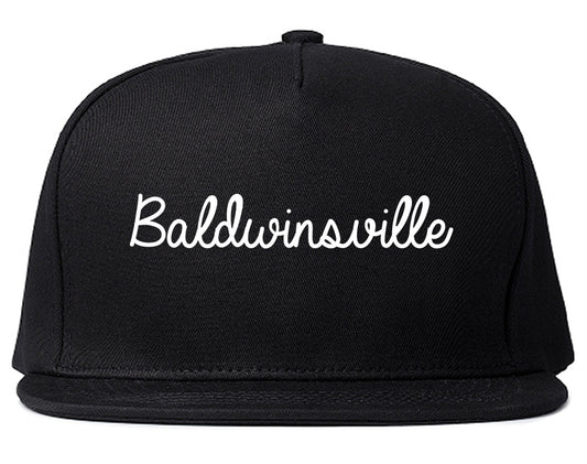 Baldwinsville New York NY Script Mens Snapback Hat Black