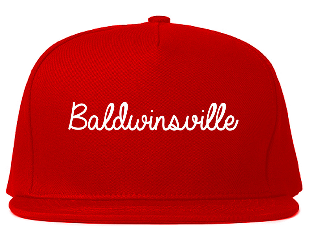 Baldwinsville New York NY Script Mens Snapback Hat Red