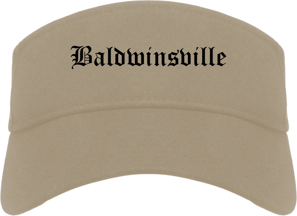 Baldwinsville New York NY Old English Mens Visor Cap Hat Khaki