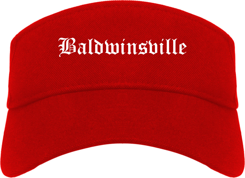 Baldwinsville New York NY Old English Mens Visor Cap Hat Red