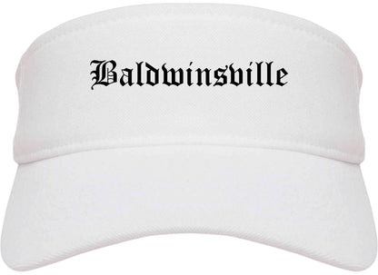 Baldwinsville New York NY Old English Mens Visor Cap Hat White