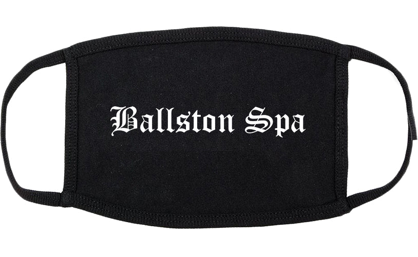 Ballston Spa New York NY Old English Cotton Face Mask Black