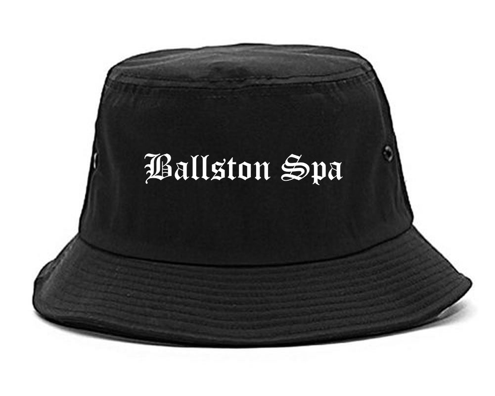Ballston Spa New York NY Old English Mens Bucket Hat Black