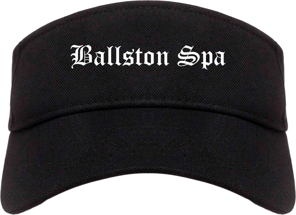 Ballston Spa New York NY Old English Mens Visor Cap Hat Black