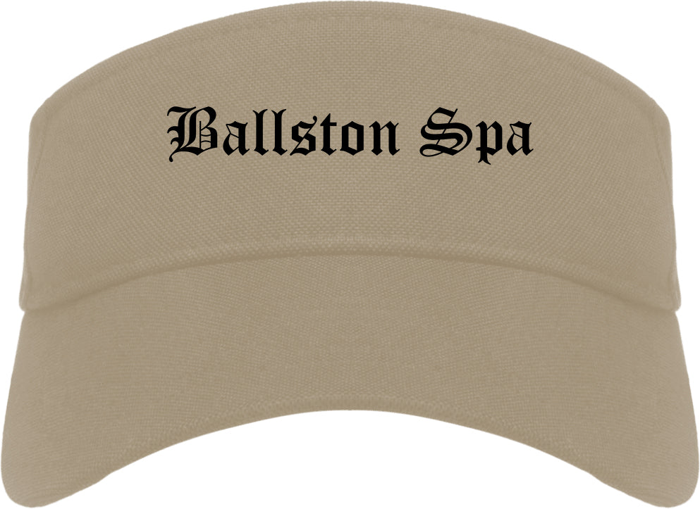 Ballston Spa New York NY Old English Mens Visor Cap Hat Khaki