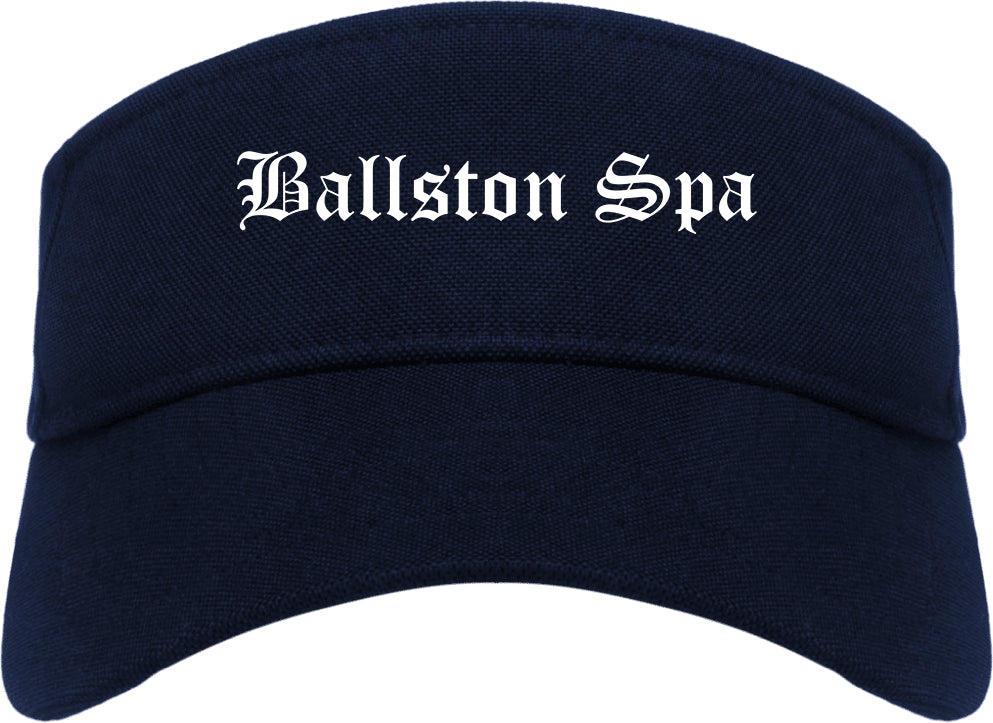 Ballston Spa New York NY Old English Mens Visor Cap Hat Navy Blue